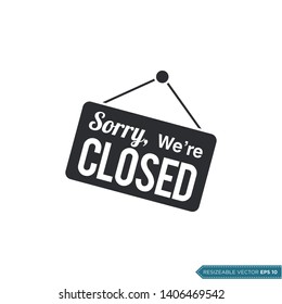 Closed Sign Icon Vector Template Flat Illustration Design