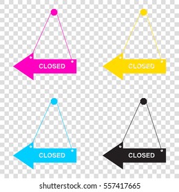 Closed sign illustration. CMYK icons on transparent background. Cyan, magenta, yellow, key, black.