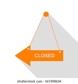 Closed sign illustration. Orange icon with flat style shadow path.