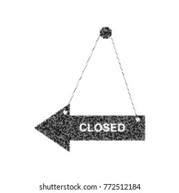 Closed sign illustration. Vector. Black icon from many ovelapping circles with random opacity on white background. Noisy. Isolated.