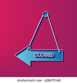Closed sign illustration. Vector. Blue 3d printed icon on magenta background.