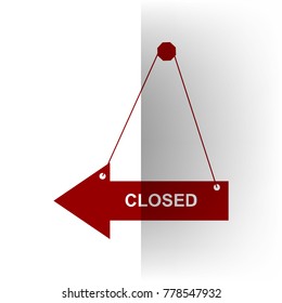 Closed sign illustration. Vector. Bordo icon on white bending paper background.