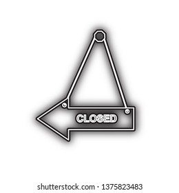 Closed sign illustration. Vector. Double contour black icon with soft shadow at white background. Isolated.
