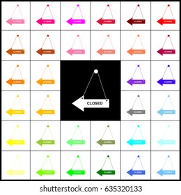 Closed sign illustration. Vector. Felt-pen 33 colorful icons at white and black backgrounds. Colorfull.