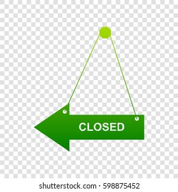 Closed sign illustration. Vector. Green gradient icon on transparent background.
