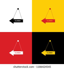 Closed sign illustration. Vector. Icons of german flag on corresponding colors as background.