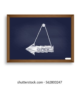 Closed sign illustration. White chalk icon on blue school board with shadow as background. Isolated.