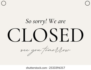 Closed Sign Landscape Vector Design, Bold Typography, Clear Message, Eye-Catching Business Decor, Perfect for Retail or Restaurant Use