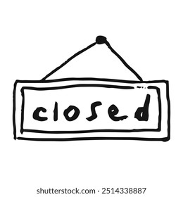 Closed sign line icon, outline vector symbol illustration.  Editable stroke. Hand drawn vector doodle style clip art. Naive childish art illustration