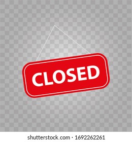 Closed sign on a transparent background