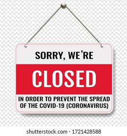 Closed Sign With Transparent Background With Gradient Mesh, Vector Illustration