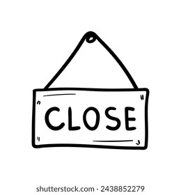 Closed sign vector icon in doodle style. Symbol in simple design. Cartoon object hand drawn isolated on white background.