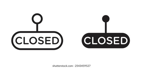 Closed sign vector icon set in black.