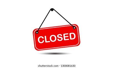 Closed sign vector in red isolated on white background