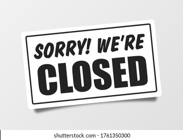 Closed in signboard with a rope on transparent background. Vector