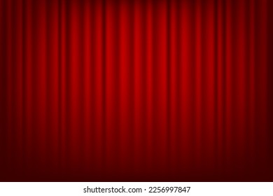 Closed silky luxury Curtain stage. Backlight spotlight. Theatrical curtains. Opera stage. Vector illustration.