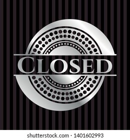 Closed silver shiny emblem]. Vector Illustration. Mosaic.
