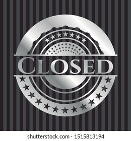 Closed silvery badge or emblem. Vector Illustration. Mosaic.