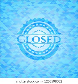 Closed sky blue mosaic emblem