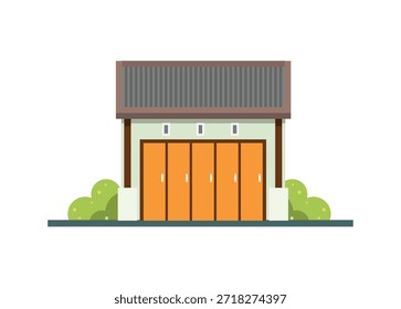 Fechado edifício da casa da pequena loja. Ilustração simples em plano
