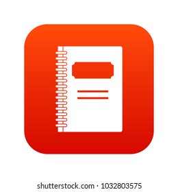 Closed spiral notebook icon digital red for any design isolated on white vector illustration