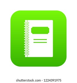 Closed spiral notebook icon digital green for any design isolated on white vector illustration