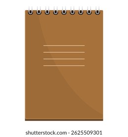 Closed spiral notepad with a blank brown cover shows lines for writing