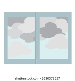 Closed Square Window with Cloudy Sky