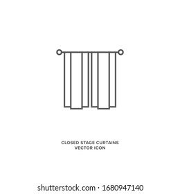 Closed stage curtains vector icon.