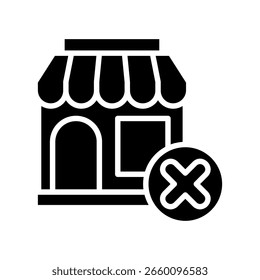 Symbol für geschlossenen Speicher, Mini-Illustration. Nutzung für modernes Konzept, Print, UI, UX-Kit, Web- und App-Entwicklung. Vektor in Bezug auf Handel, Einzelhandel, Marketing und Shopping.