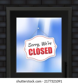 Closed Store Sign. Door sign. Vector illustration.