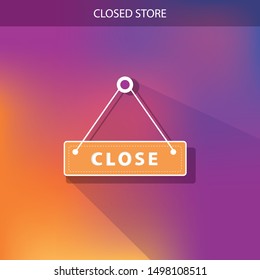 Closed store sign icon flat design - Illustration