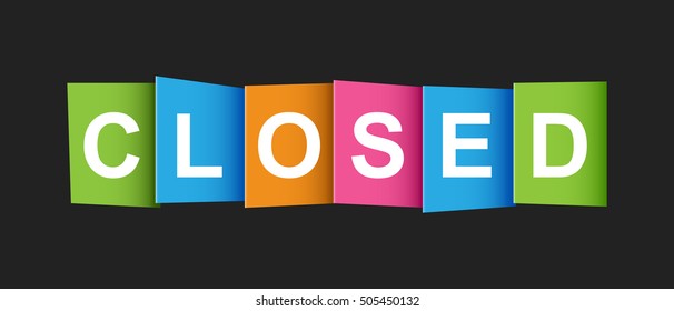 Closed tag. Market message. Flat vector illustration on black background