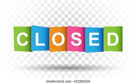 Closed tag. Market message. Flat vector illustration on isolated background