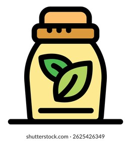 Closed tea jar with leaf decoration symbolizing natural ingredients