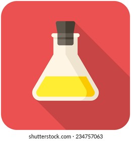 Closed test tube, modern flat icon with long shadow