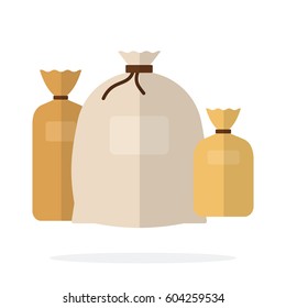 Closed Textile bags of different sizes vector flat material design isolated on white