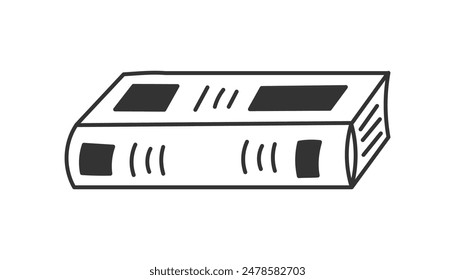 Closed Thick Book Doodle Icon. Hand drawn encyclopedia sign. Textbook with hard cover. Literature Library Knowledge symbol. Outline isolated vector illustration.