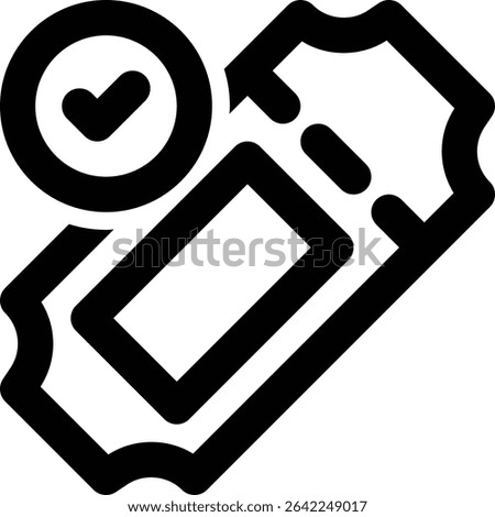 Closed Ticket, Resolve, Confirmed Outline Icon