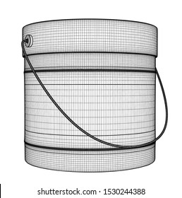 Closed tin can with color for wall painting. Black outline illustration on white background. Sketch.