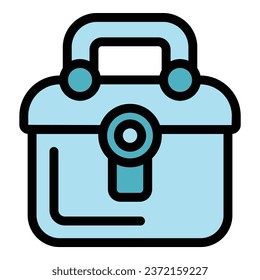 Closed toolbox icon outline vector. Tool case. Home equipment color flat