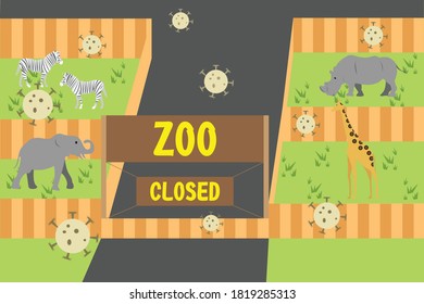Closed tourism vector concept: Zoo closed due to the corona virus outbreak