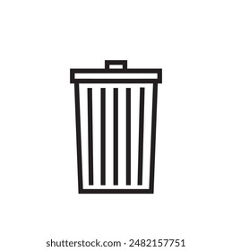 Icono de cubo de basura cerrado. Vector Black Line.