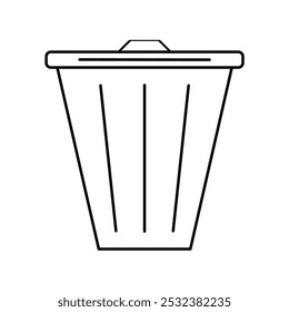 closed trash can vector line icon