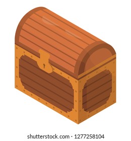 Closed treasure box icon. Isometric of closed treasure box vector icon for web design isolated on white background
