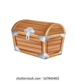 closed treasure chest isolated on white background