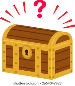 Cofre del tesoro cerrado y signo de interrogación
