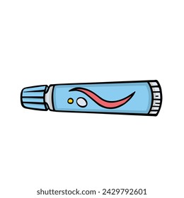 Closed tube of cream or toothpaste, personal hygiene illustration, vector