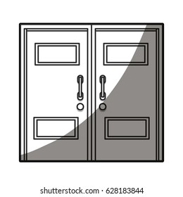 closed two door handle line shadow