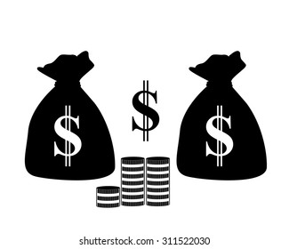 closed two sacks with money and dollar sign
